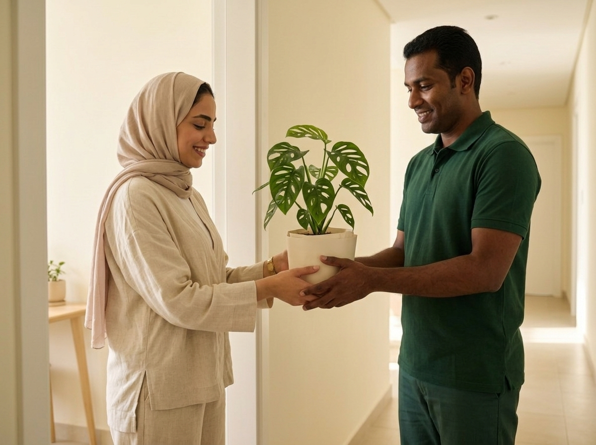 بائع يسلّم نبتته المباعة لمندوب نبات