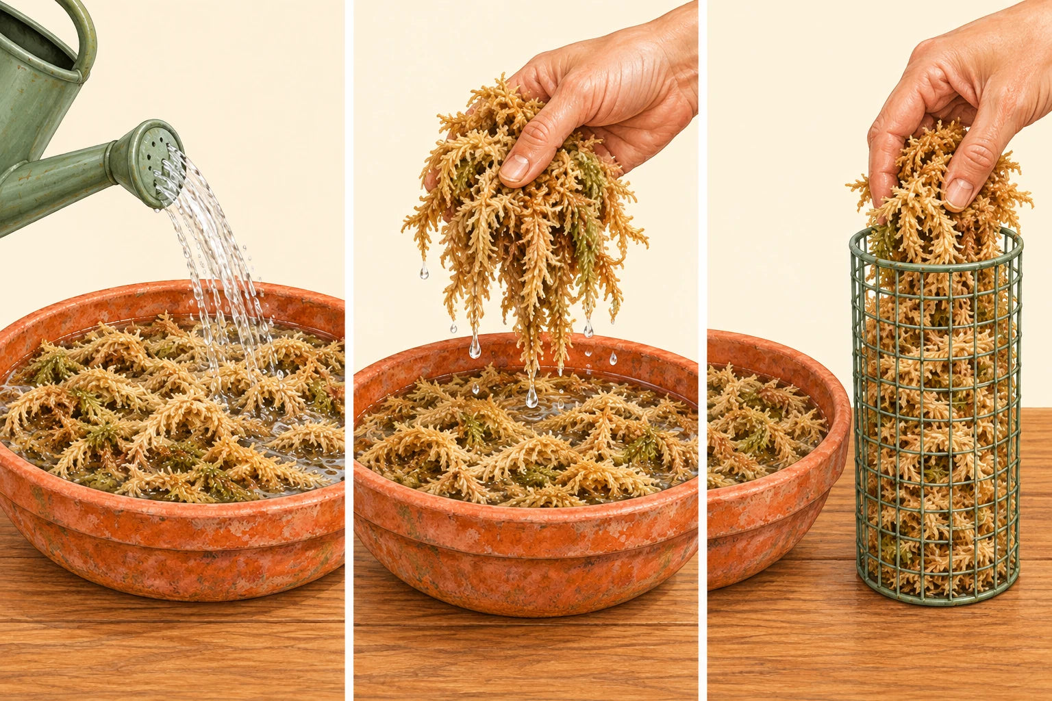 Sphagnum: damp, loosely arranged fibres for suitable roots