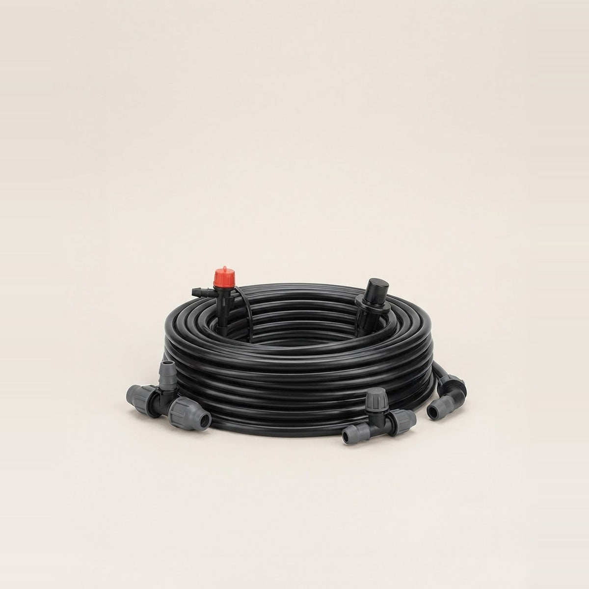 Irrigation Kits — a drip irrigation kit - coiled tubing, emitters and connectors grouped together