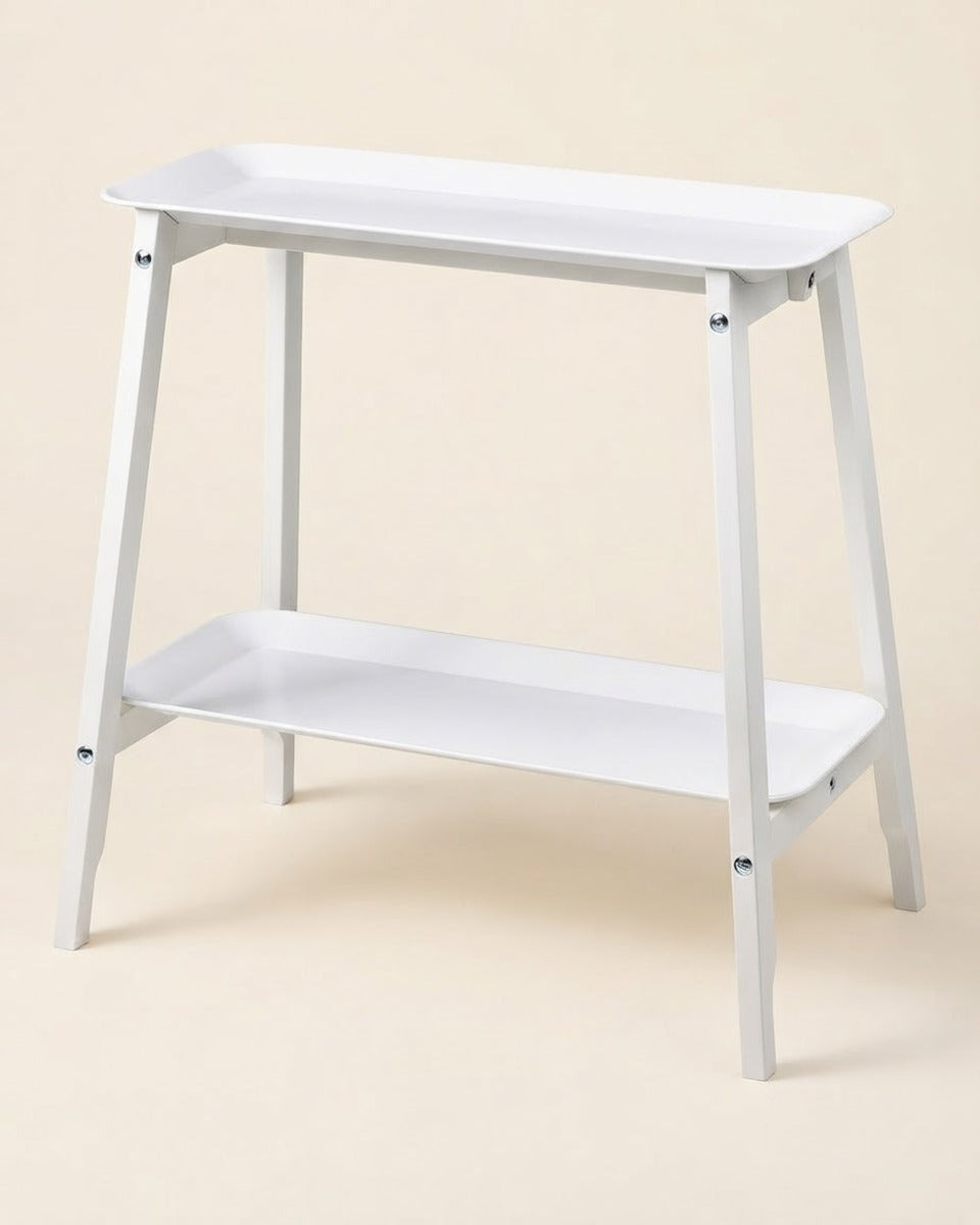 White Metal Plant Stand with Shelf — 63 cm