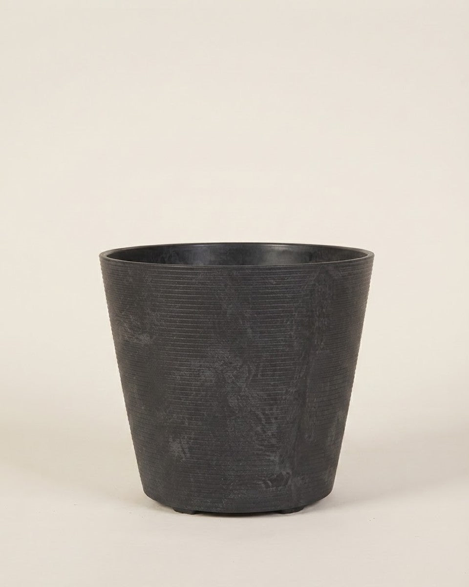 12IN Cali Round Planter Black حوض نباتات