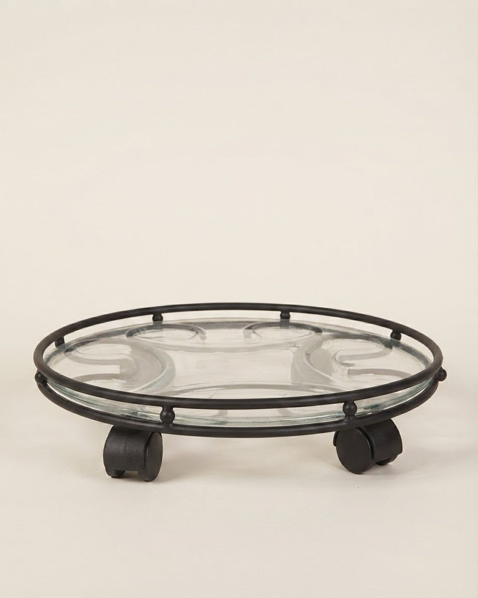 14" Saucer Caddy Black حوض نباتات