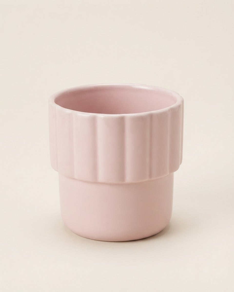 Glazed Earthenware Plant Pot, Pink, 9 cm