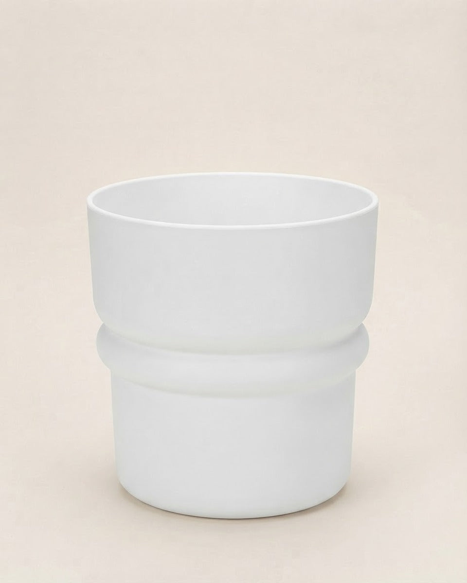 Recycled Plastic Plant Pot, White, 24 cm