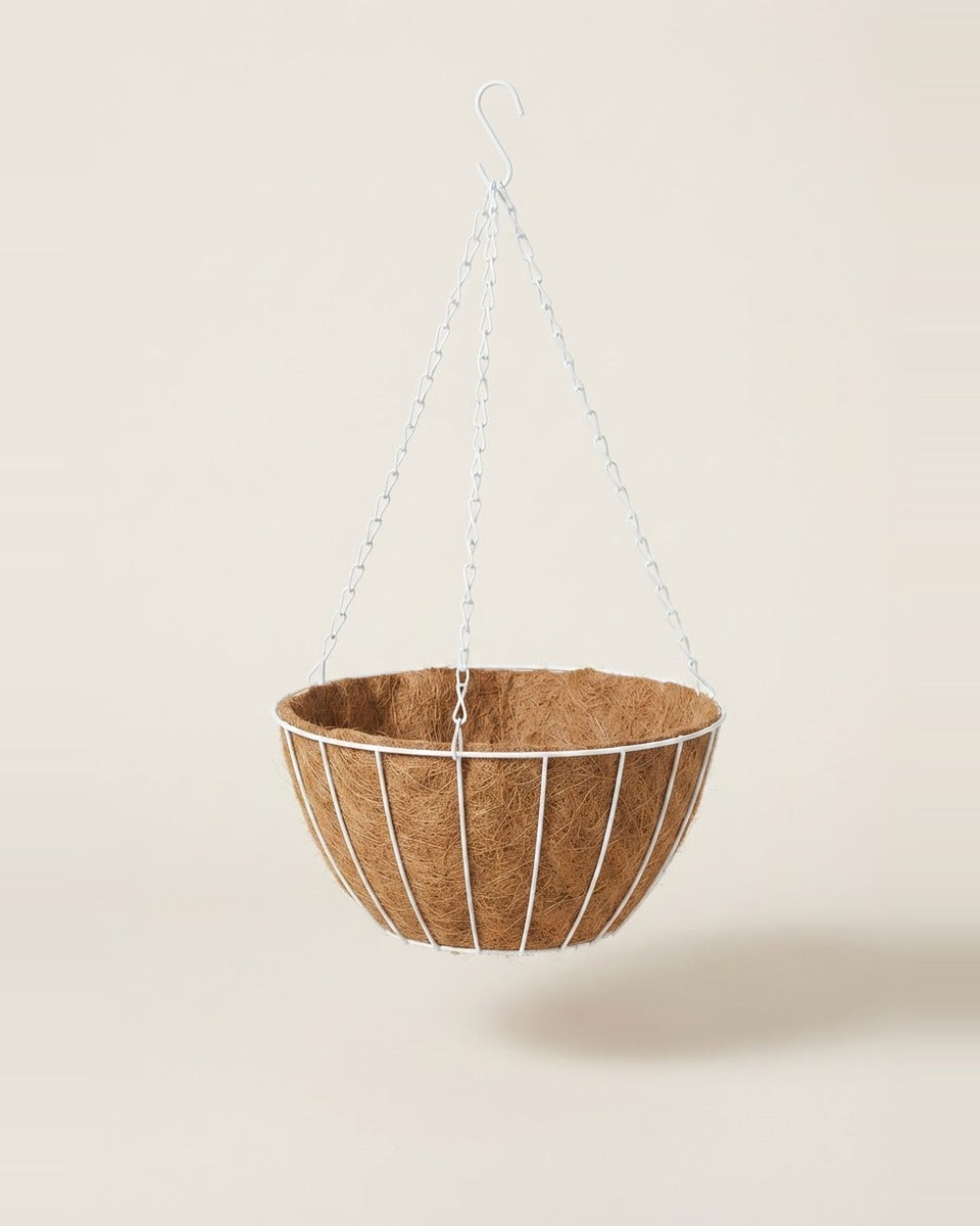 Steel Hanging Basket White حوض نباتات