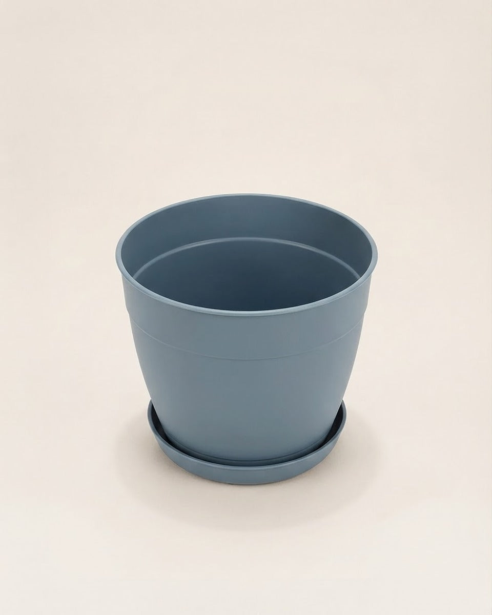Round Plastic Planter with Saucer, Ocean Blue 6 in.