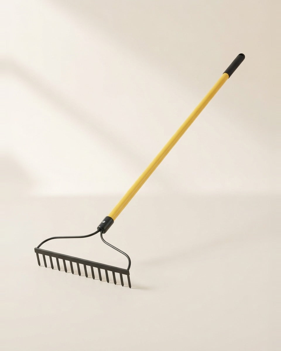 Steel Bow Rake, 14 Tine, Fibreglass Handle 61 in.