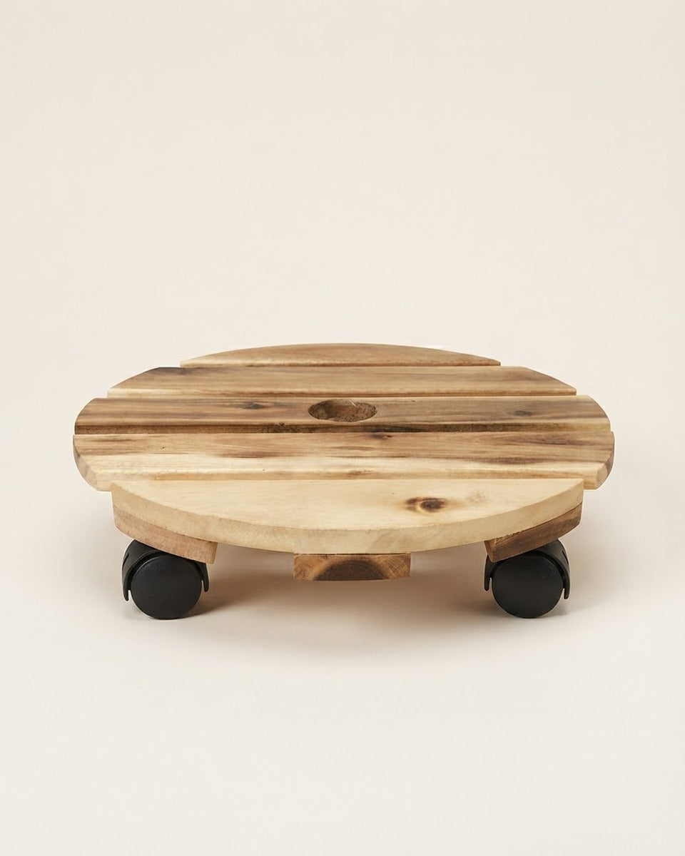 Wood Plant Caddy on Castors, 12 in.