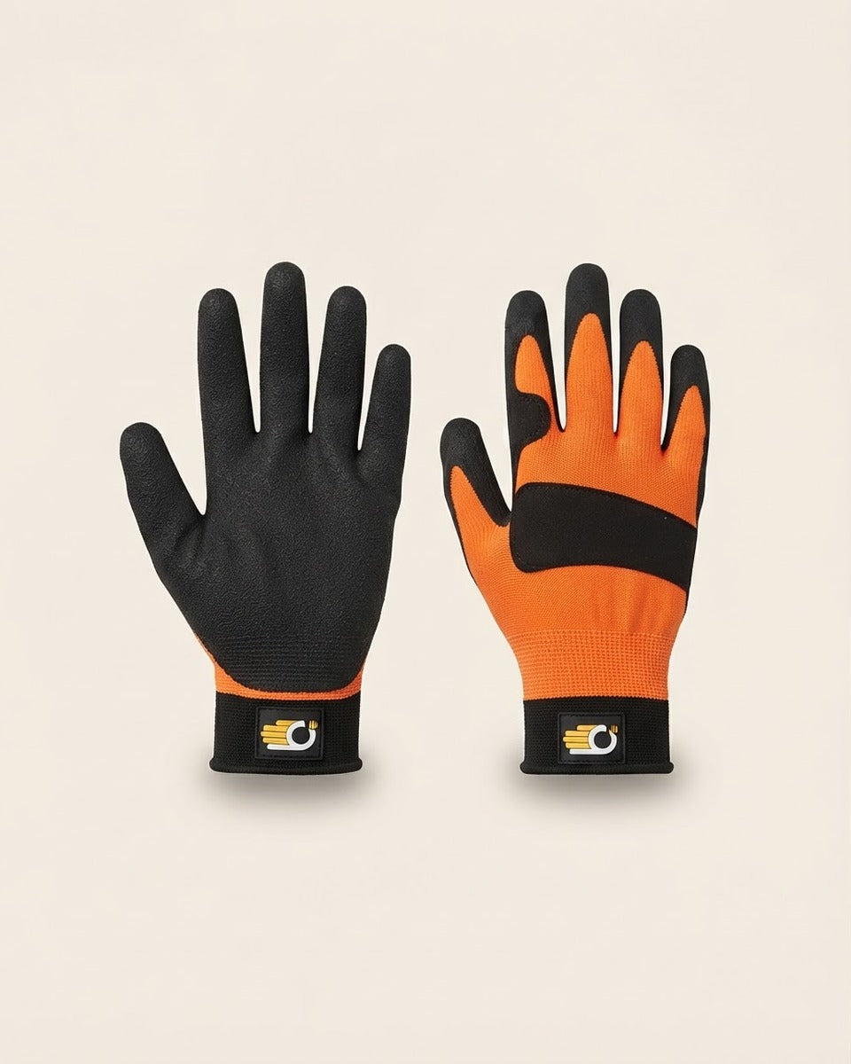 Gardening Gloves, Black and Orange — Large