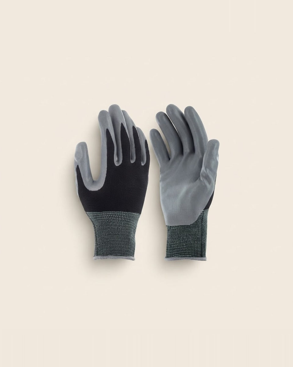 Coated Work Gloves, Grey and Black — Large