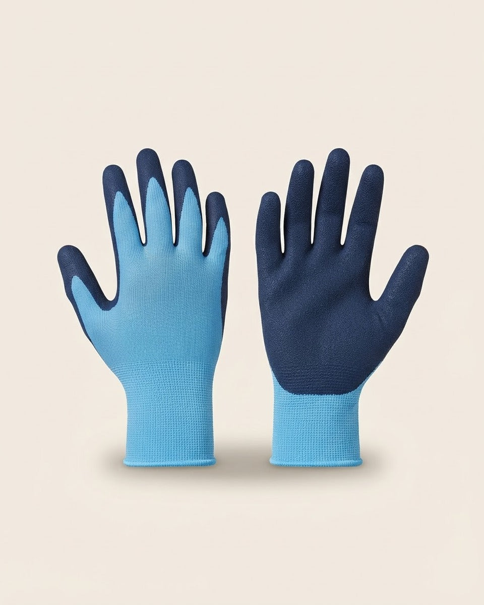 Women's Palm-Dipped Gardening Gloves, Blue — Large