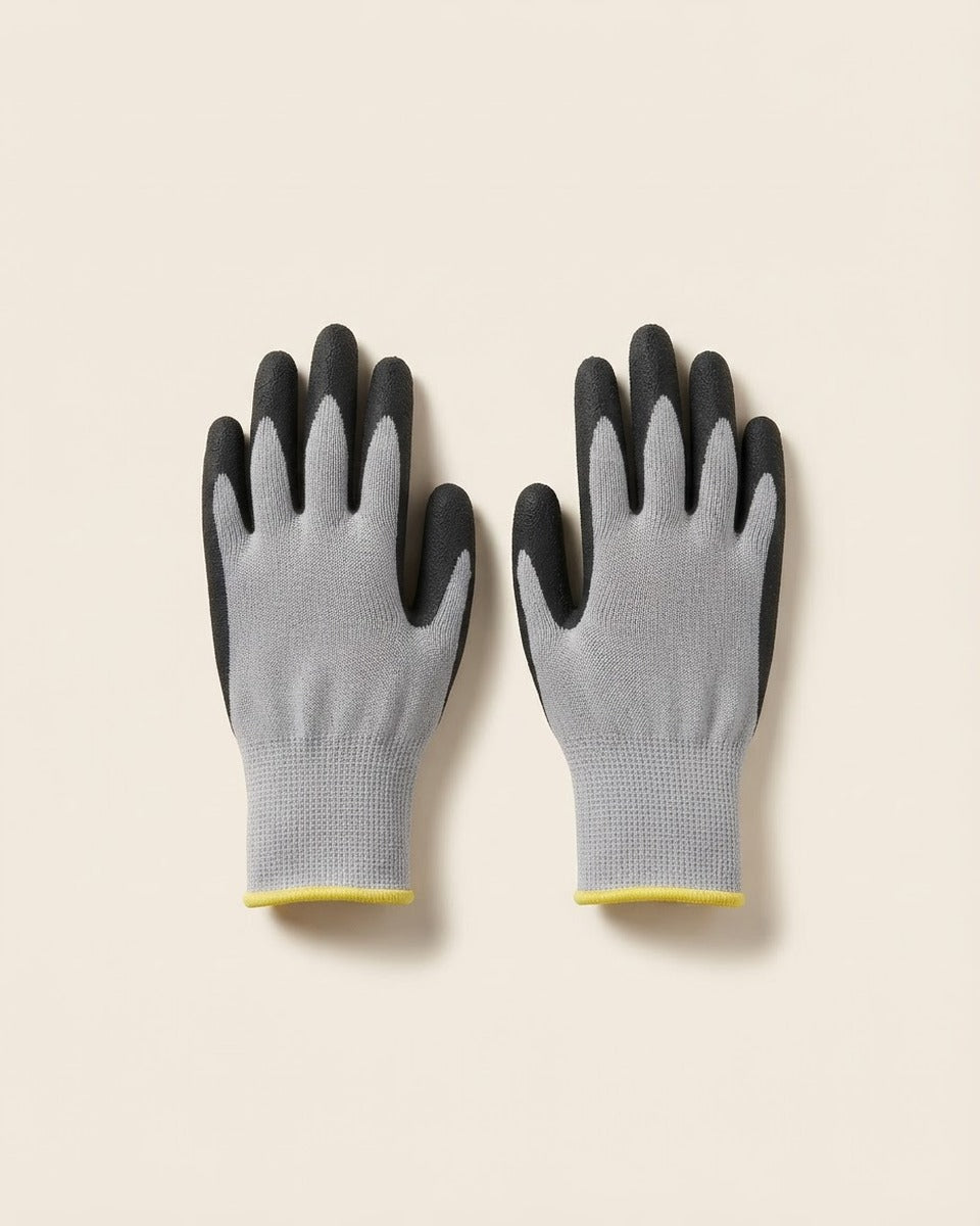 Premium Latex Palm-Dipped Gloves, Black — Medium