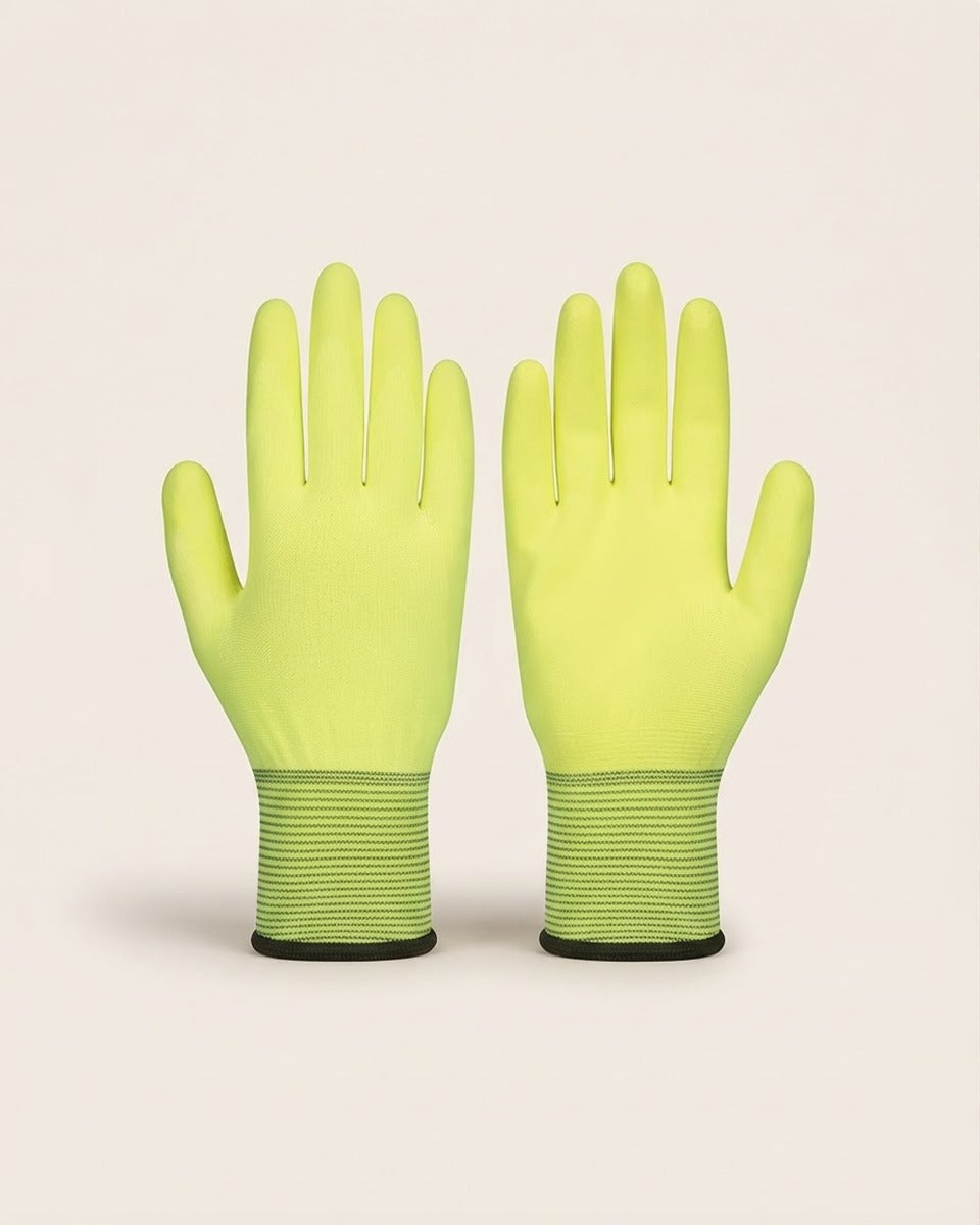 Hi-Vis Double Lined PVC Gloves, Yellow — Medium