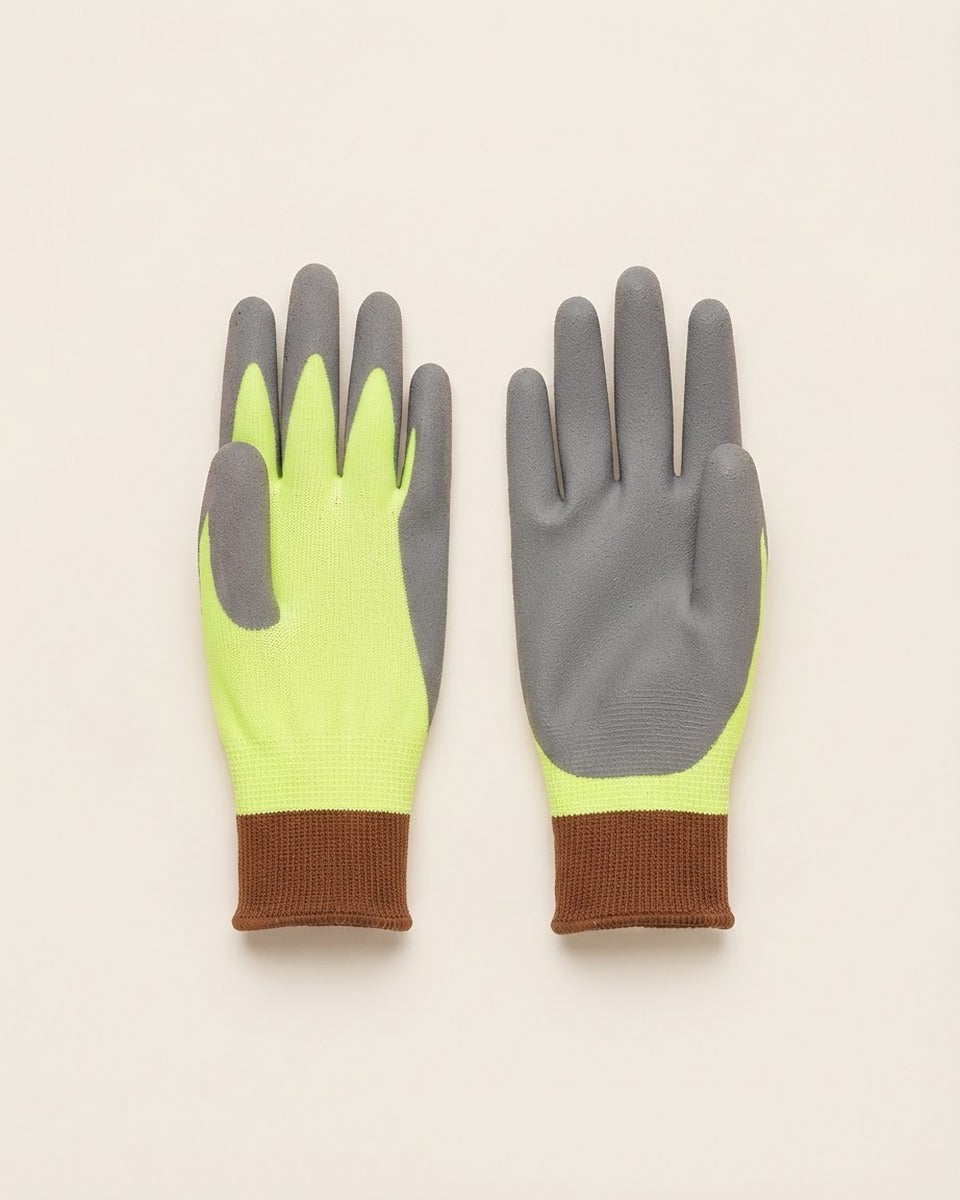 Hi-Vis Double Lined Latex Gloves, Yellow — Large