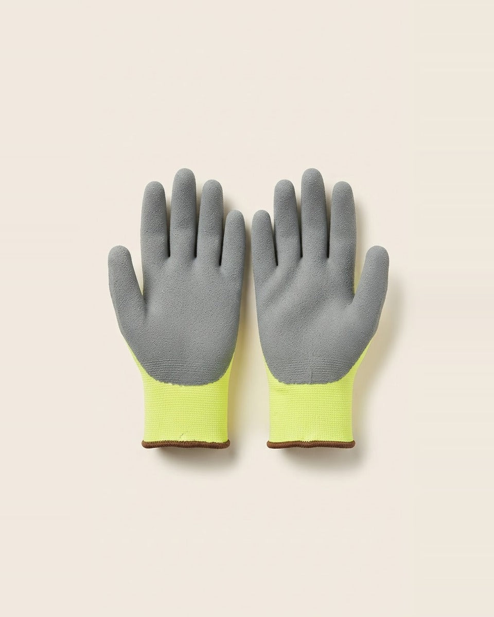 Hi-Vis Double Lined Latex Gloves, Yellow and Grey — Medium