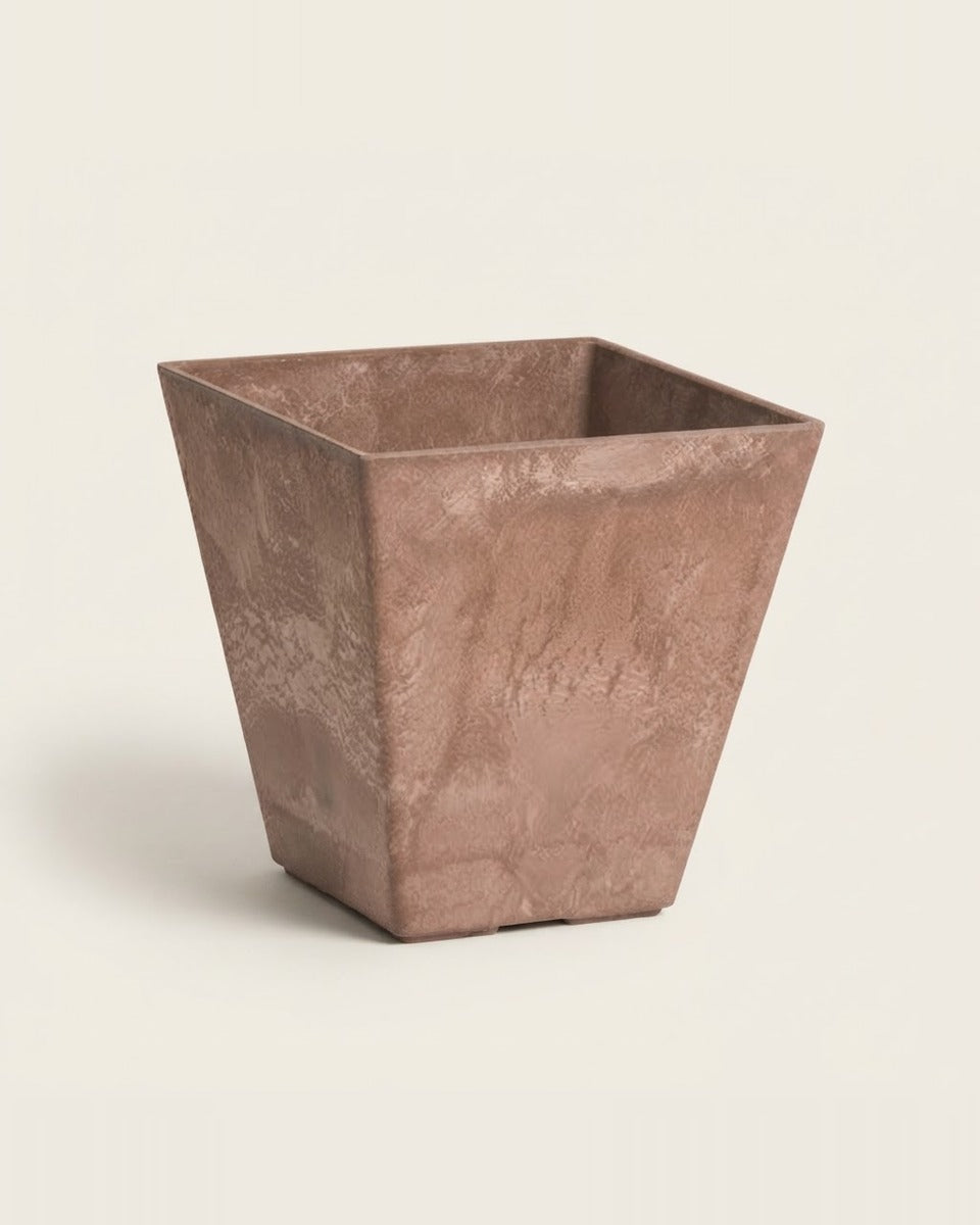 Square Resin Planter, Rust 16 in.