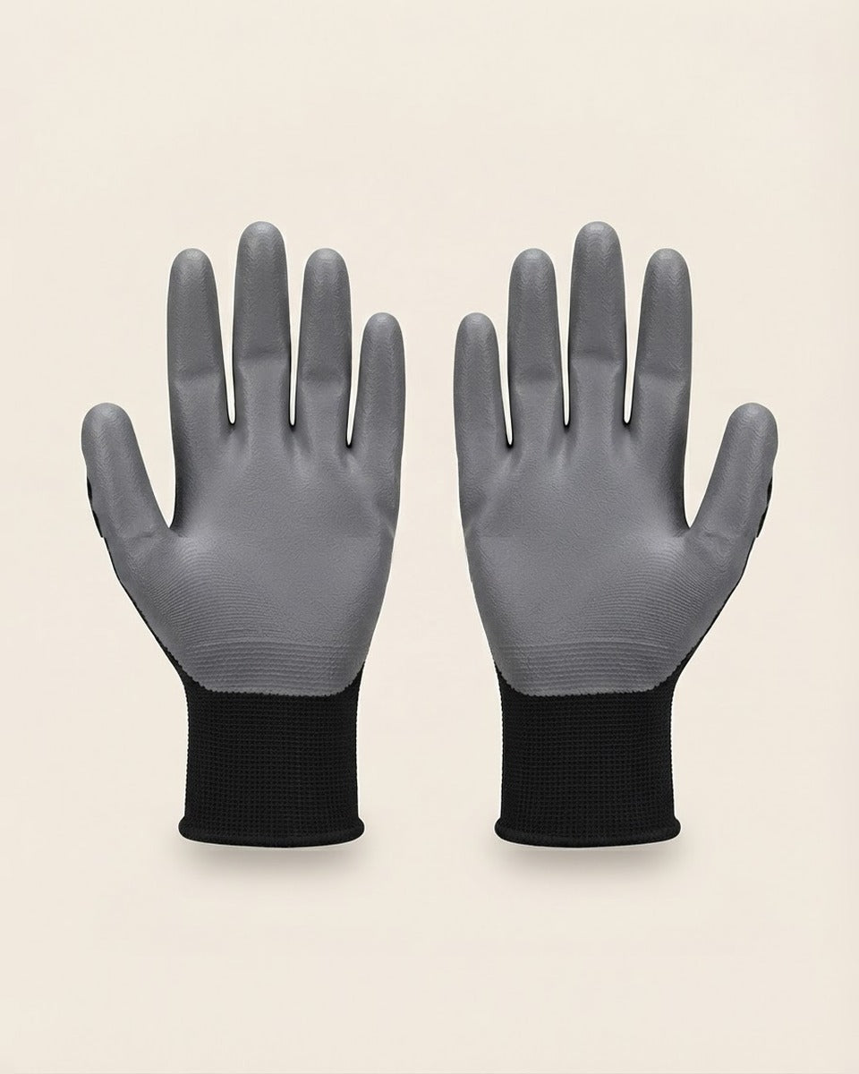 Women's Palm-Dipped Gloves, Black and Grey — XL
