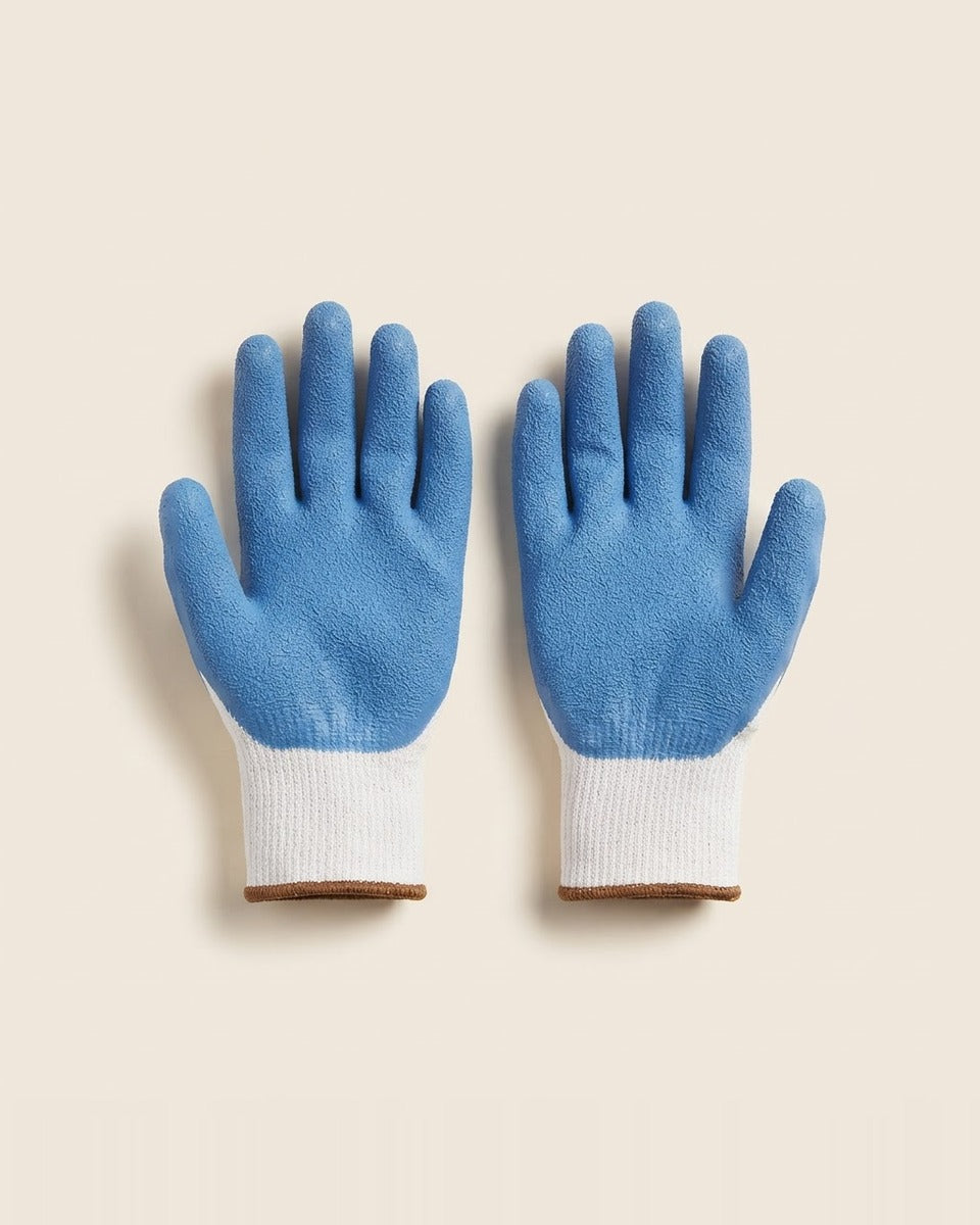 Palm-Dipped Knit Work Gloves, Blue — XL