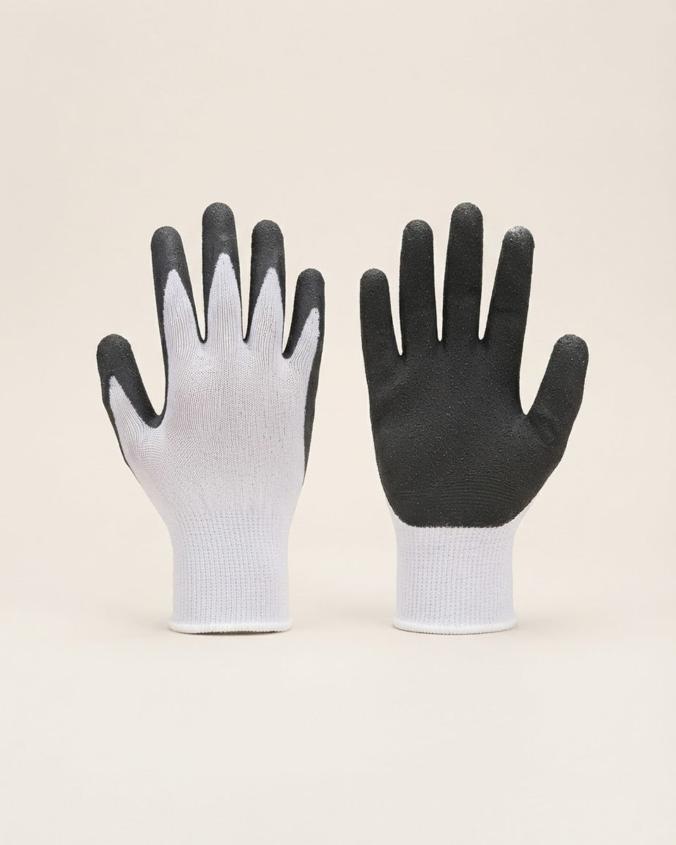 Premium Latex Palm-Dipped Gloves, Black — Small