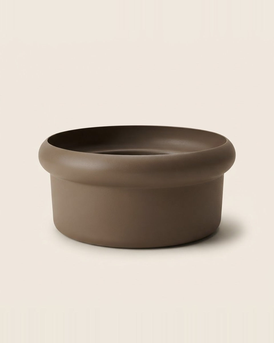 Powder-Coated Steel Plant Pot, Dark Beige, 44 cm