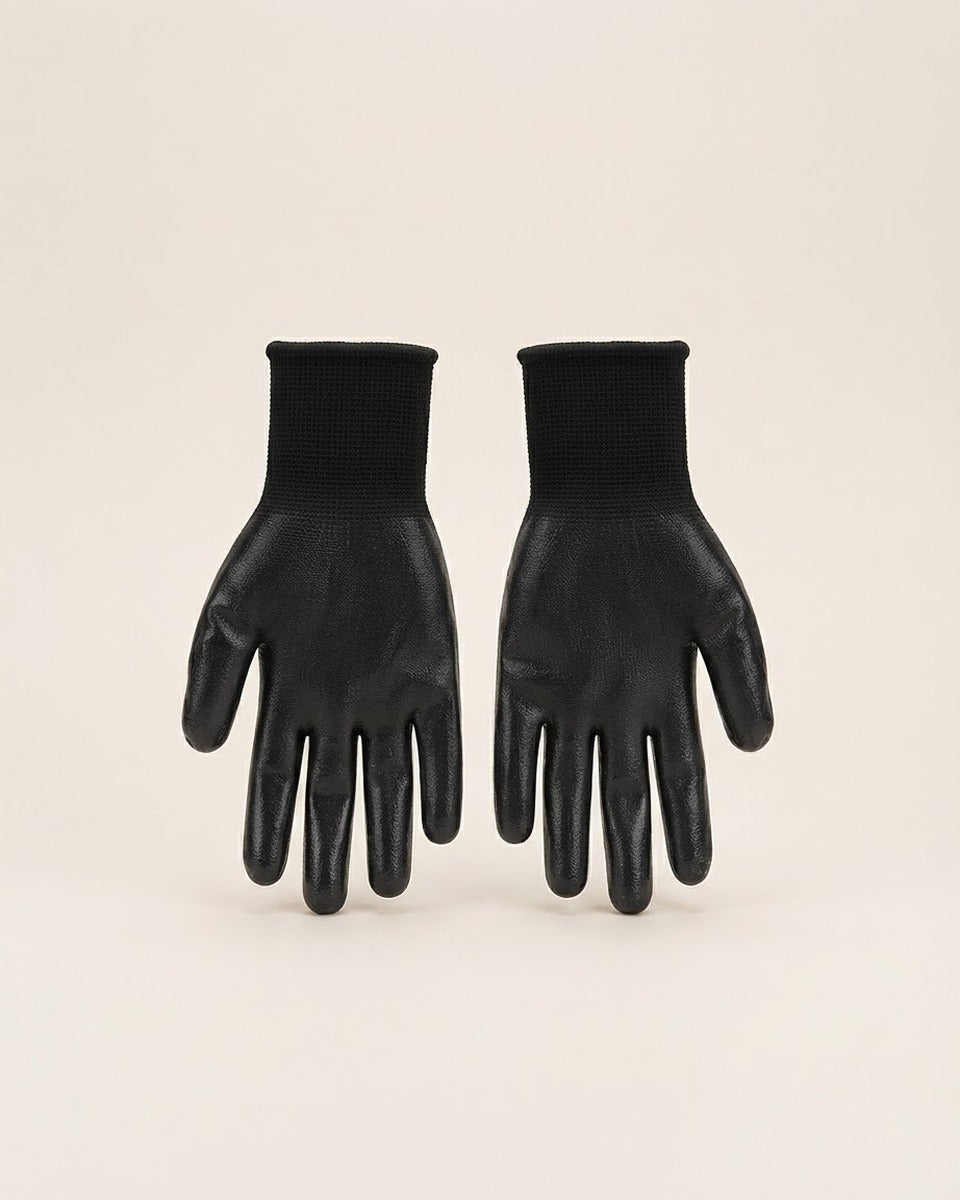 Nitrile Coated Gloves, Black — Large