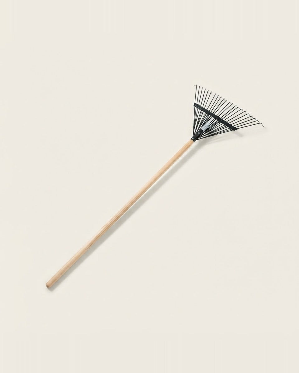 Steel Leaf Rake, 24 Tine, Wood Handle 64.5 in.