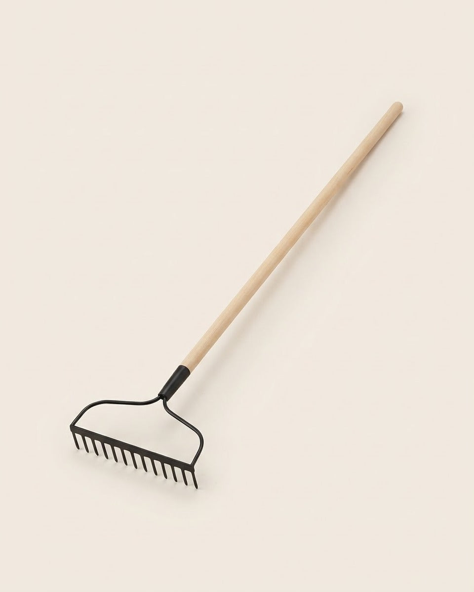 Steel Bow Rake, 14 Tine, Wood Handle 54 in.