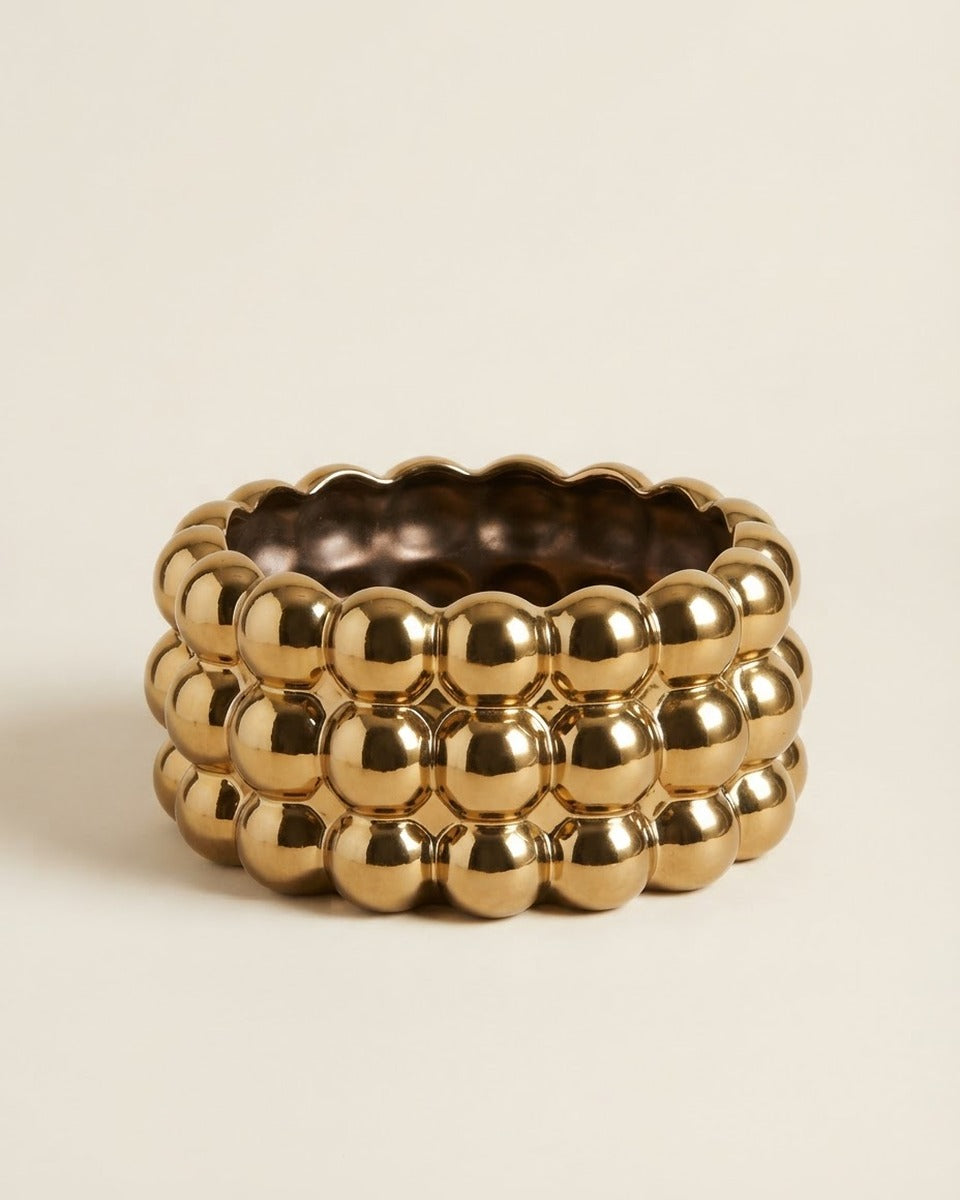 Ceramic Round Gold Pot