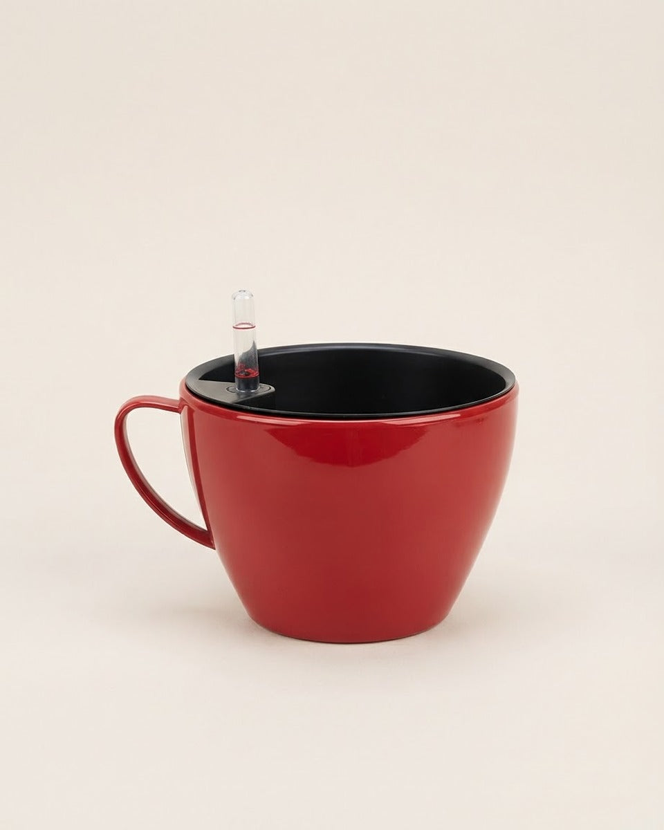 Self-Watering Teacup Pot, Red