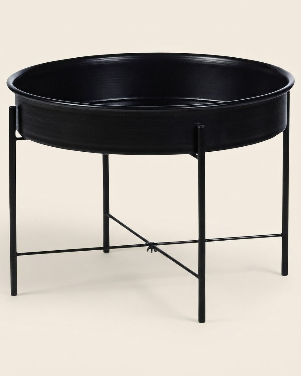 Black Metal Plant Bowl Stand — 58 cm