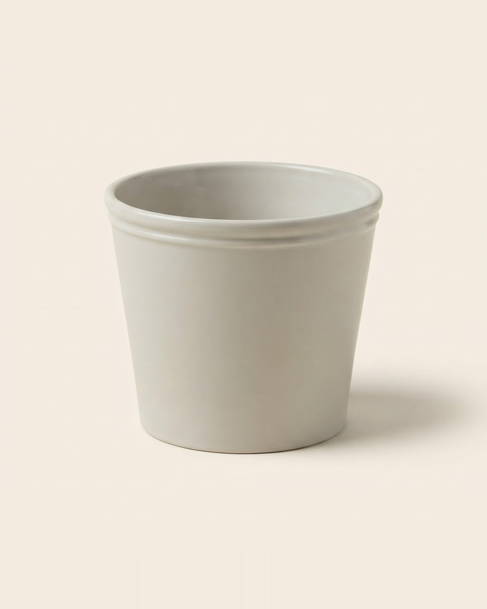 Glazed Earthenware Plant Pot, Light Grey-beige, 19 cm