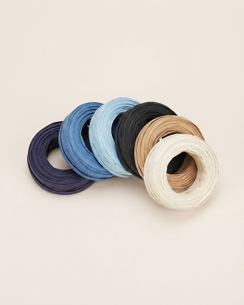 Paper Ribbon Set, 6 Rolls × 5 m — Blues & Neutrals