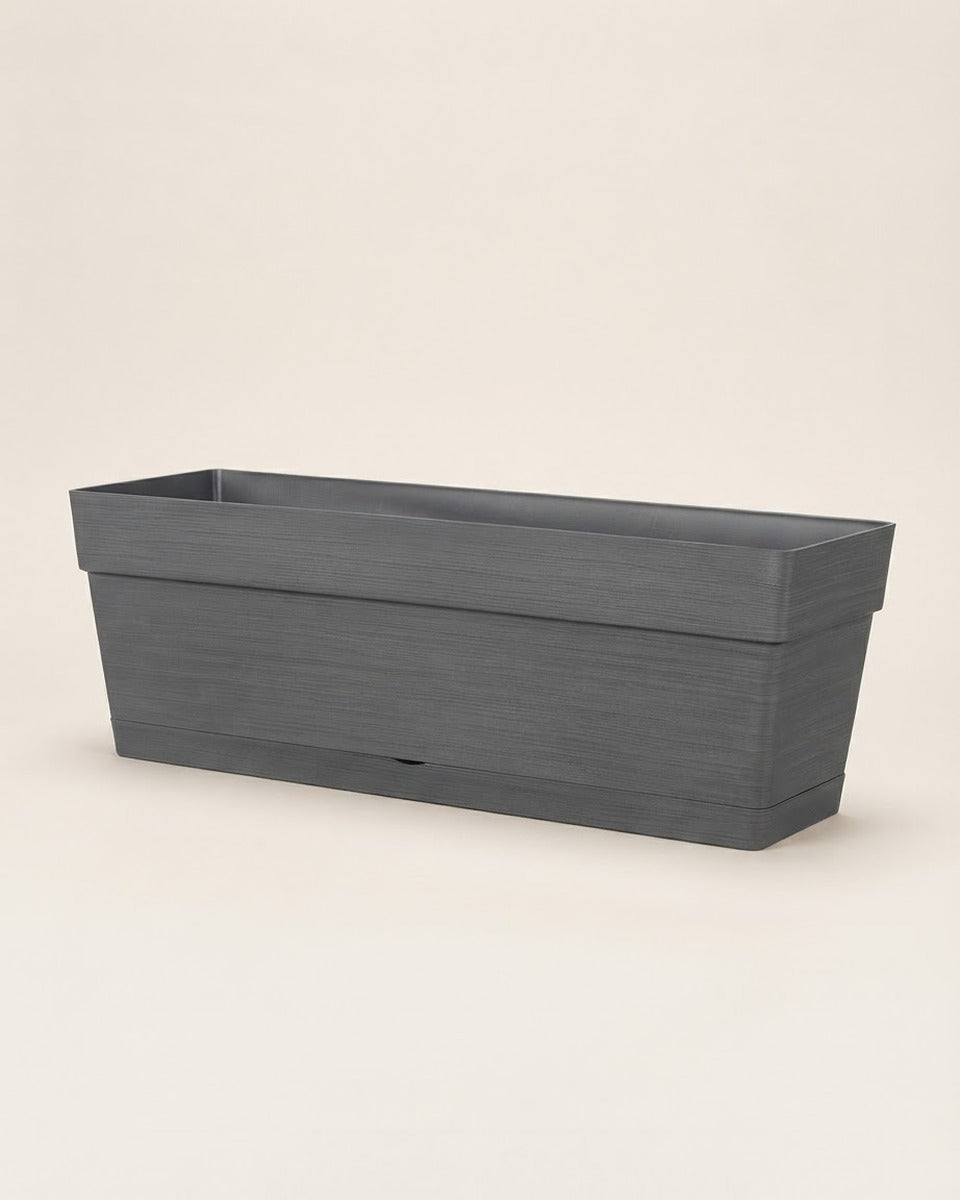 Ribbed Window Box Planter, 19.4 in — Grey