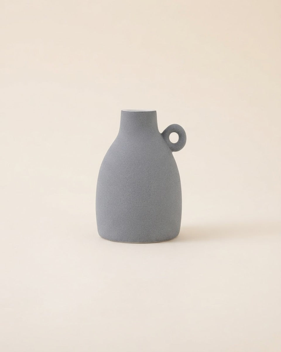 Grey Ceramic Vase with Handle, 17 cm