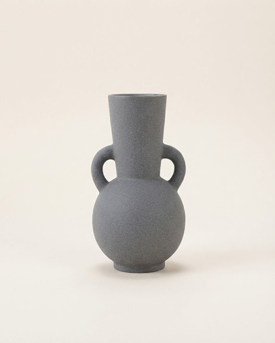 Grey Ceramic Urn Vase, 22 cm