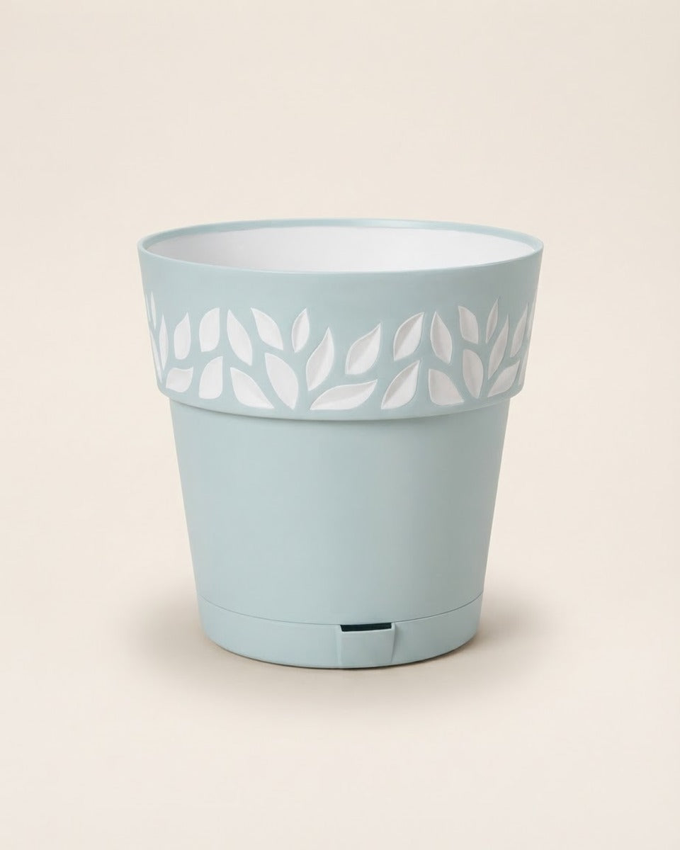 Leaf Pot 20 cm — Blue & White