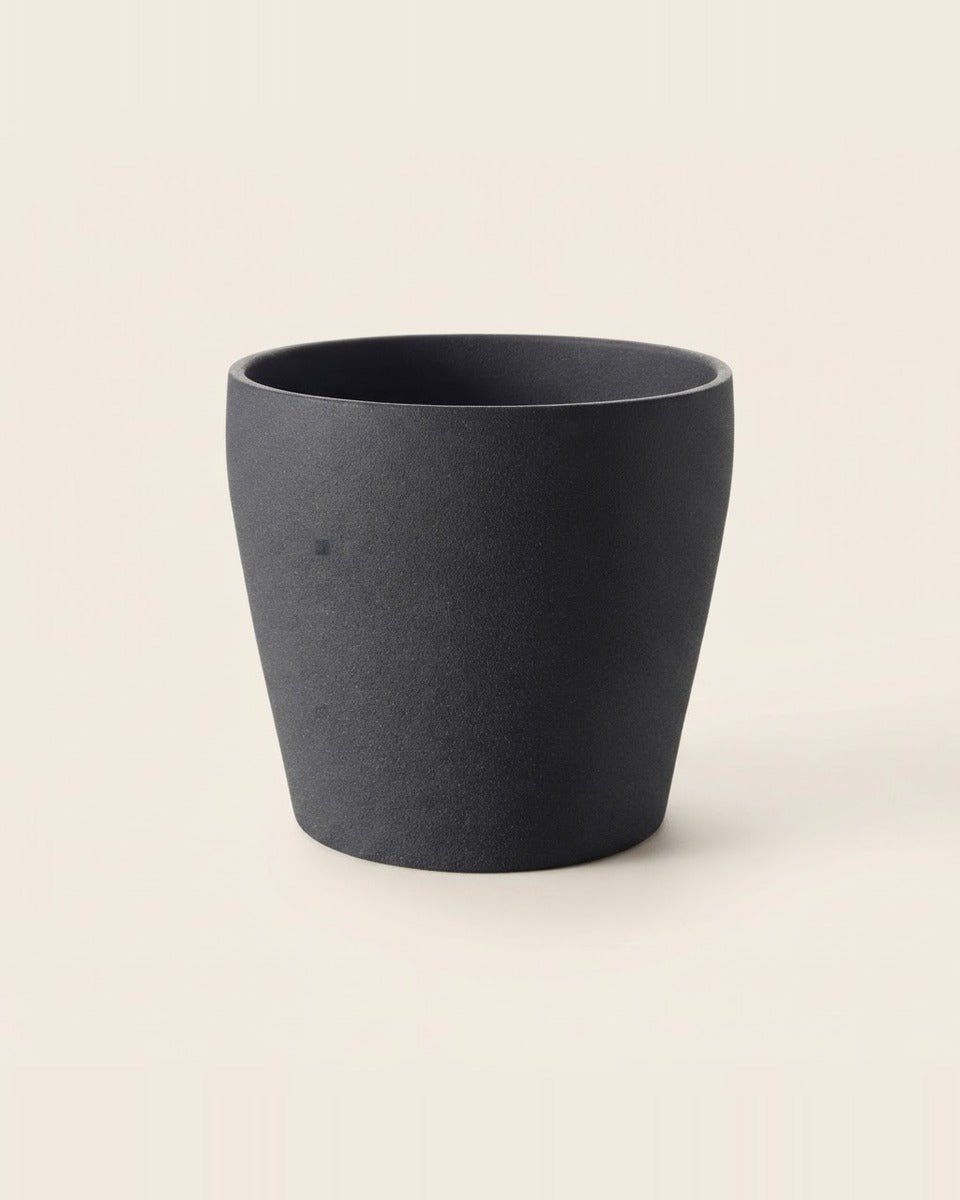 Glazed Earthenware Plant Pot, Dark Grey, 19 cm