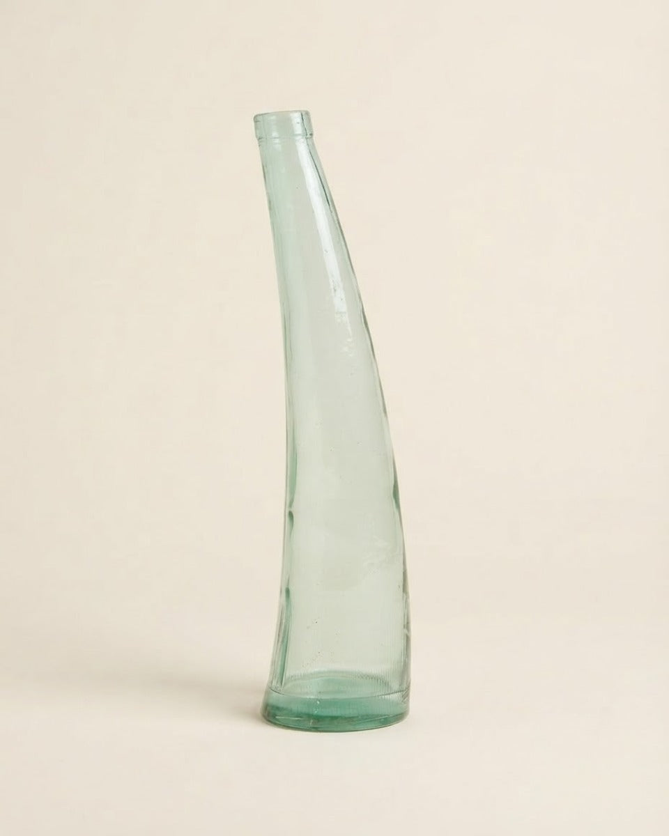 Curved Recycled Glass Vase, Tall