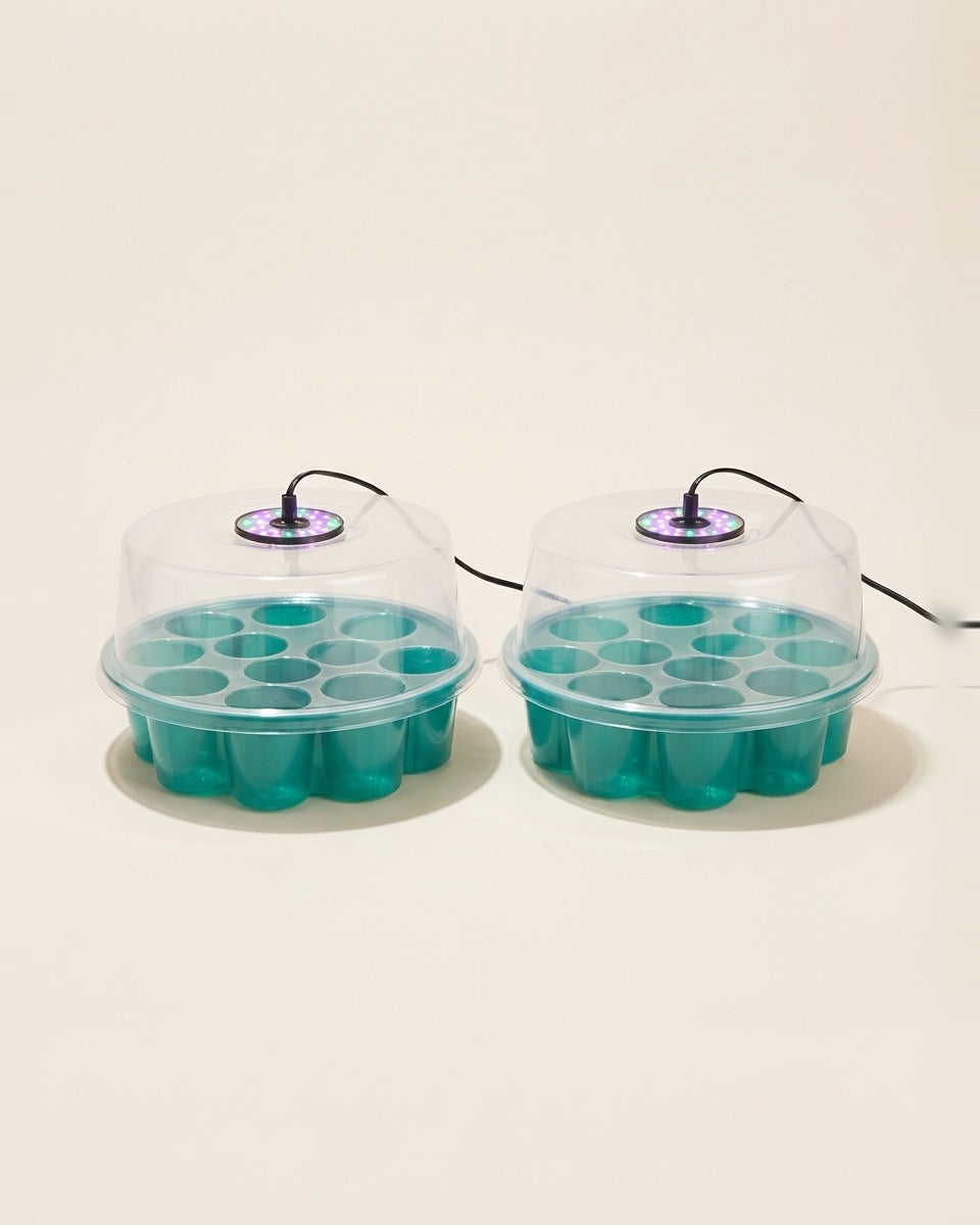 Round Seedling Trays 13 Cells with Grow Light 2 Pieces صينية تشتيل دائرية 13 عين مع إضاءة عدد 2