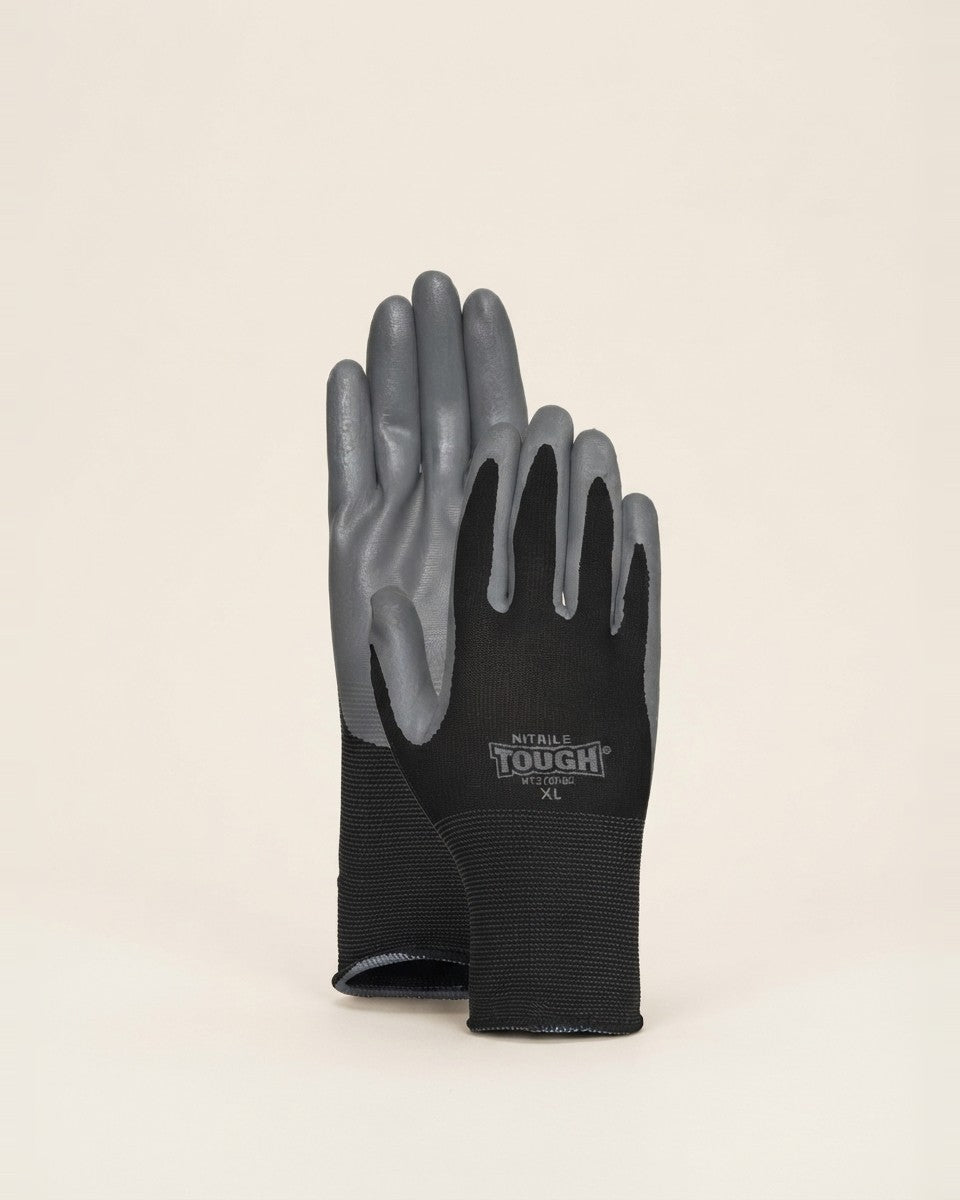 Women's Palm-Dipped Gloves Black/Gray L 1 Pair قفازات
