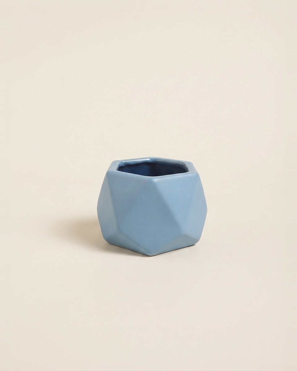 Blue Hexagon Ceramic Pot - Planter حوض نباتات
