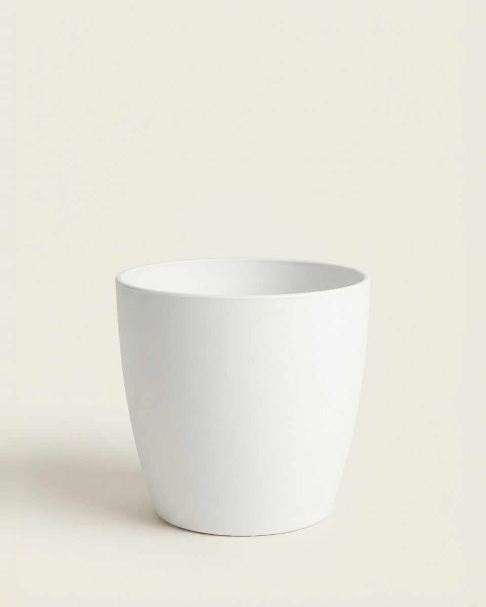 Diamond Round Pot - Mat White