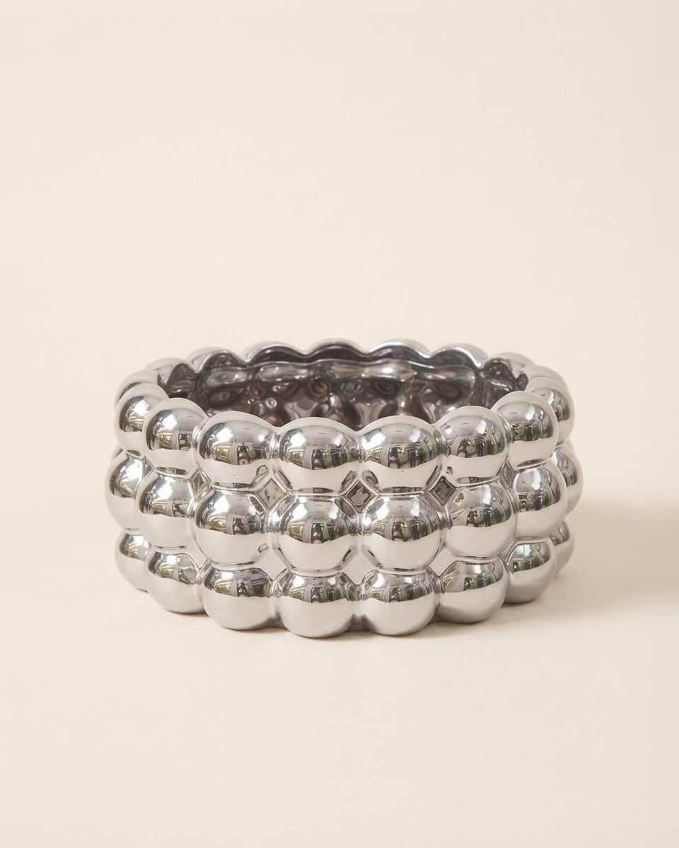 Ceramic Round Silver Pot