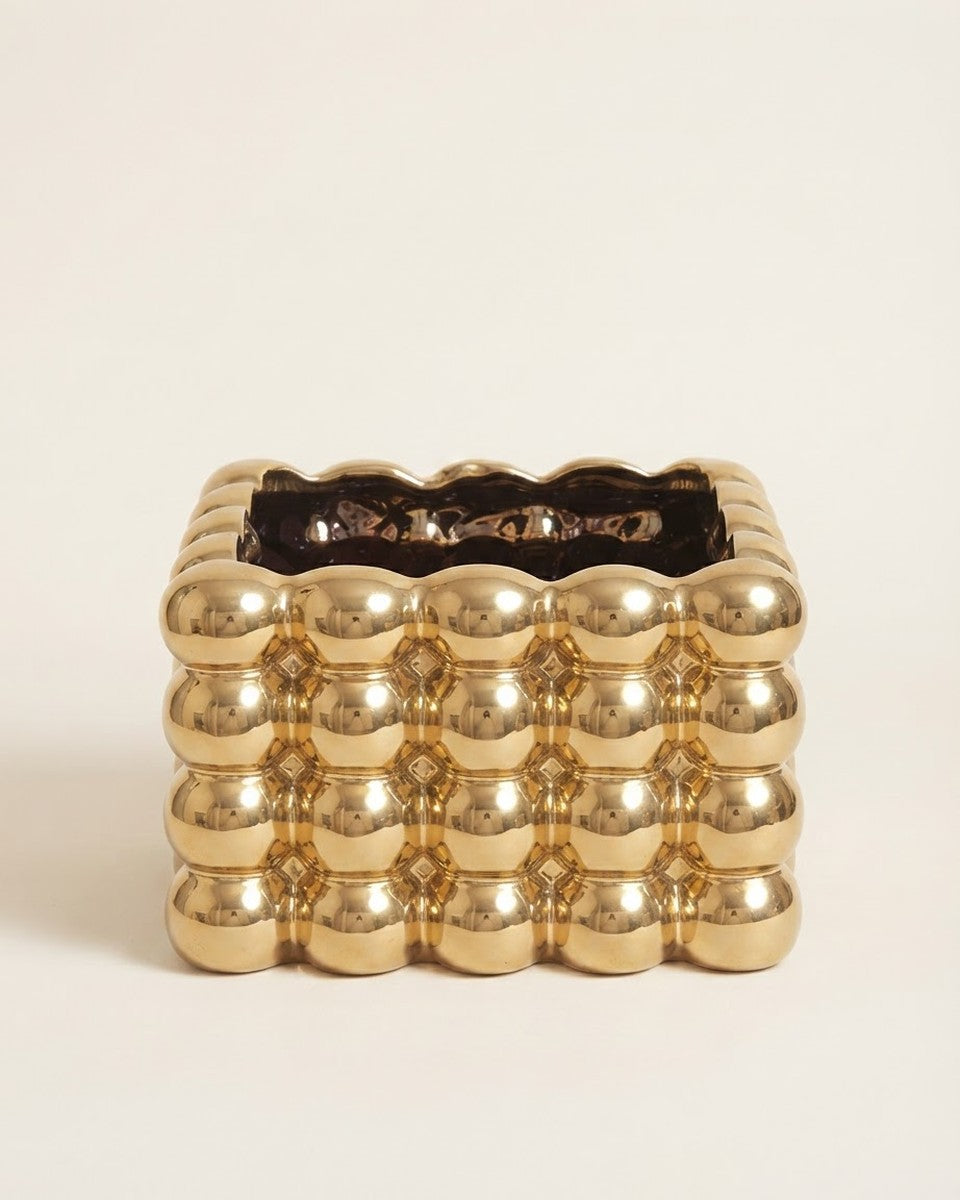 Ceramic Sqaure Gold Pot