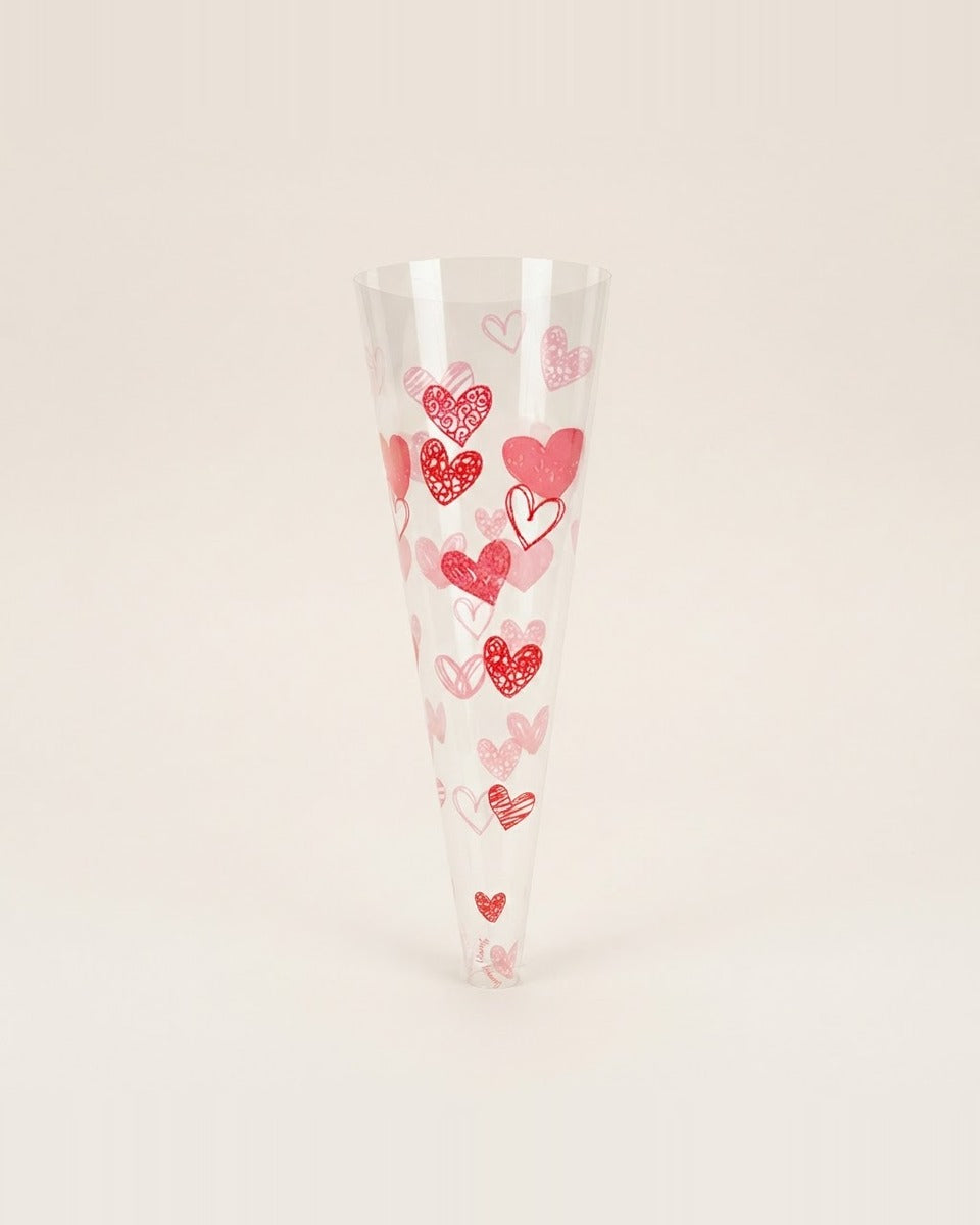 Single Rose Sleeve Happy Hearts Red