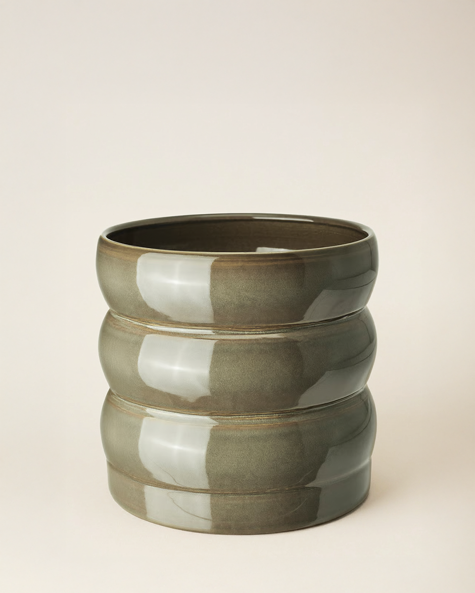 Dune Glaze Planter – Grey Green (15 cm)