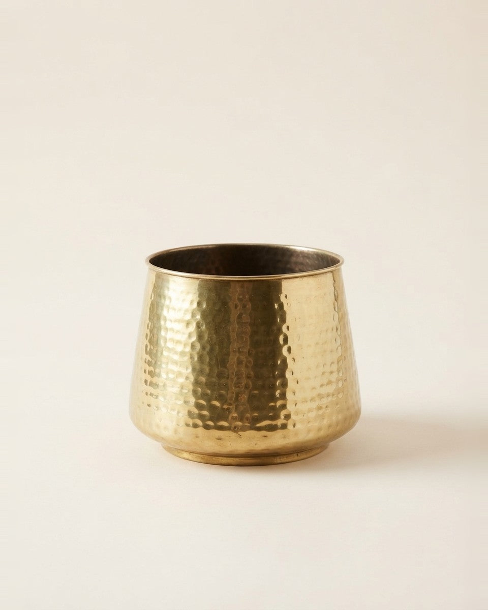 Hammered Brass Pot – Height 30 cm حوض نباتات