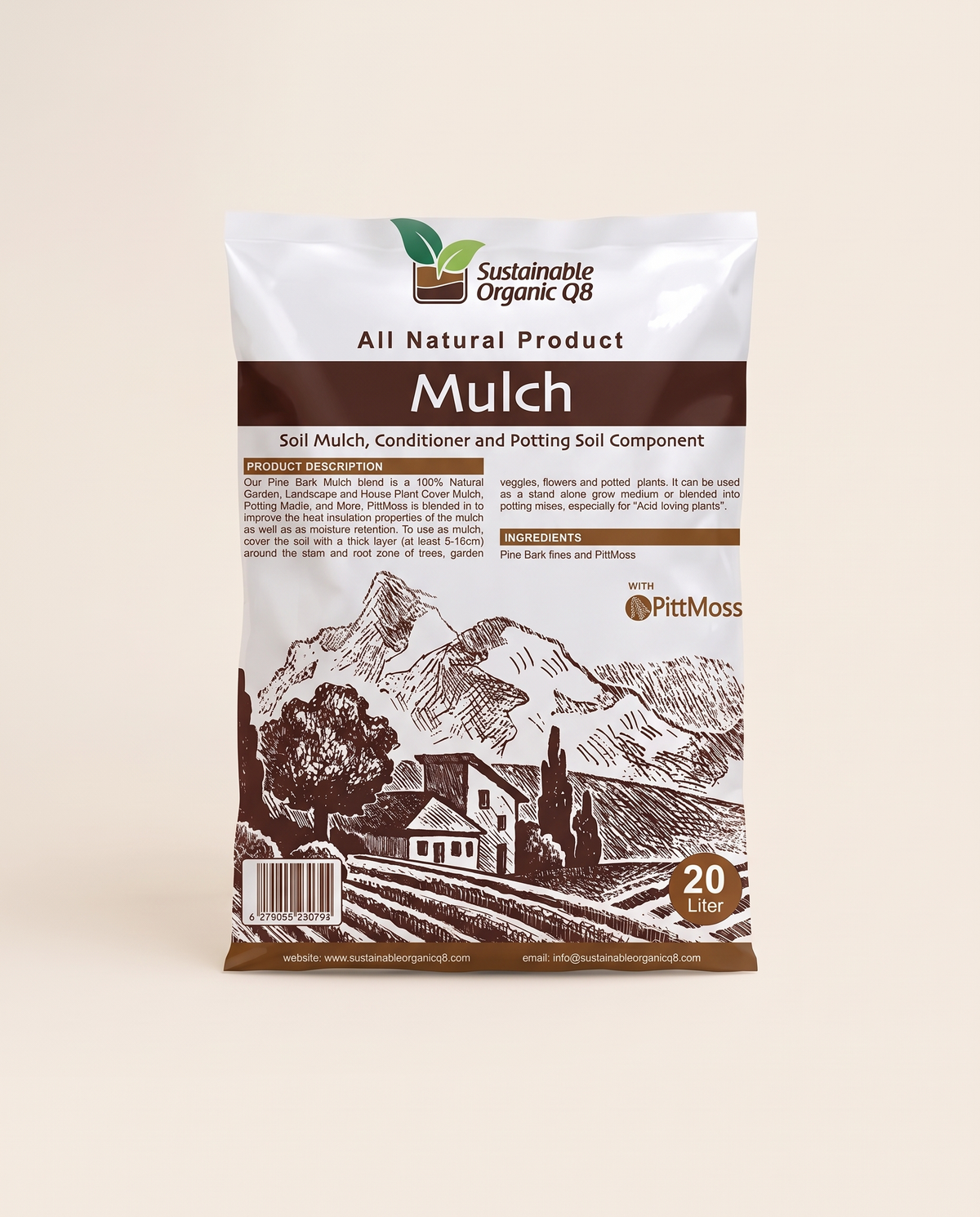 Mulch - SOQ8 Blended Mulch with PittMoss 20 Liter - front
