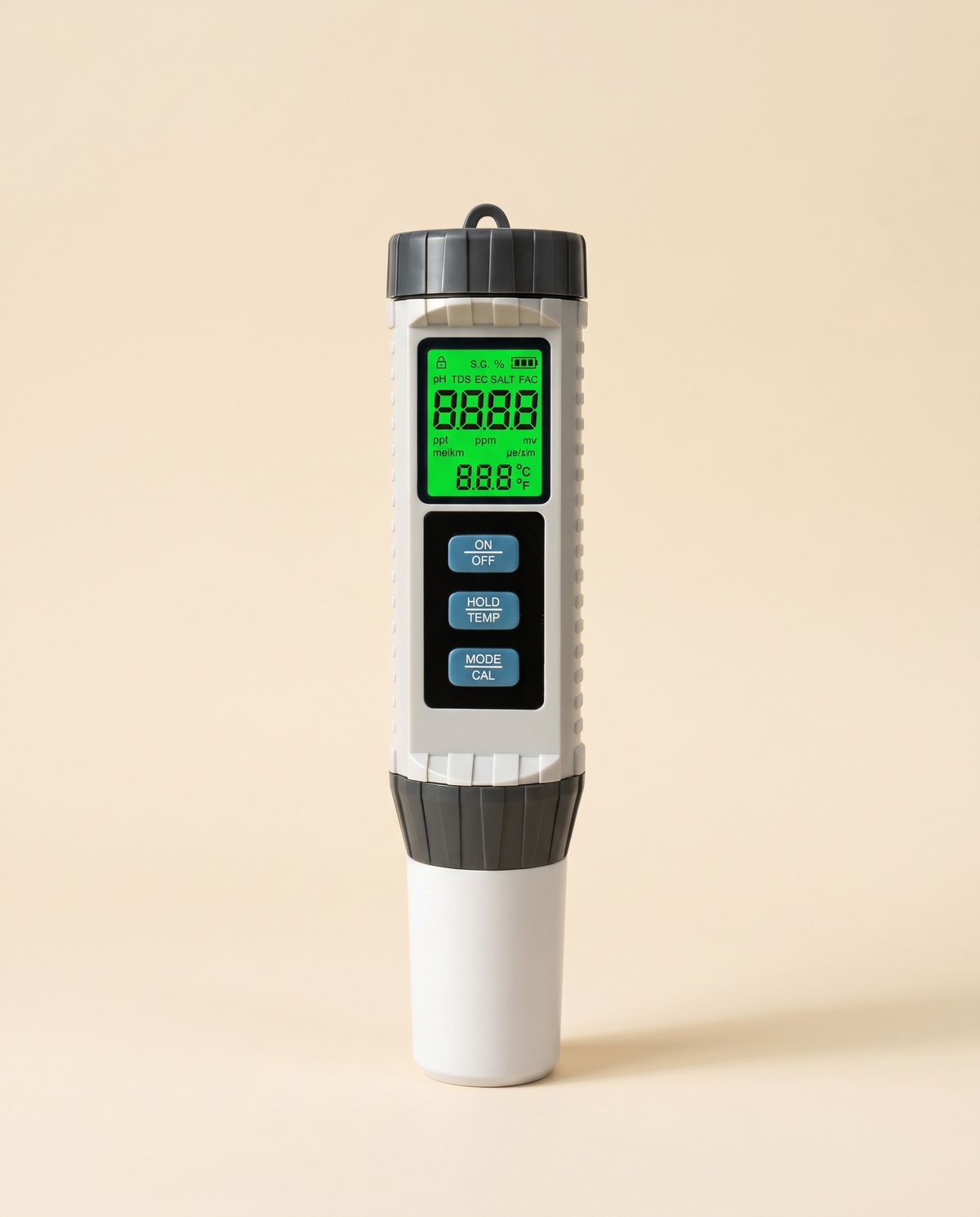 8-in-1 digital water quality tester pen with backlit display
