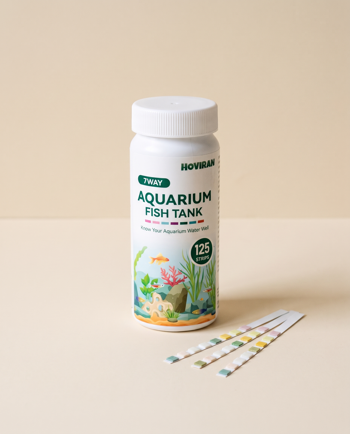 Aquarium water test strip bottle with test strips